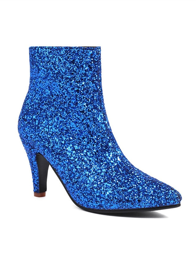 Red – Women's Heel High Glitter Sparkly Boots Ankle