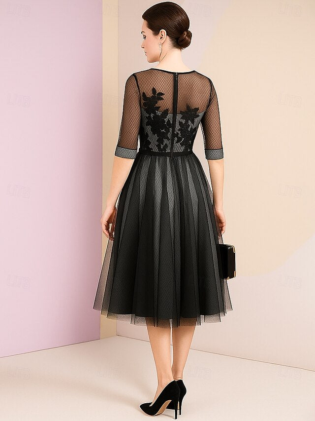 A-Line Tea Length Prom Dress Party Dress Cocktail Dress Mother