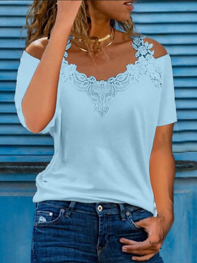 Women's Shirt Blouse Lace Tops Lace Plain Stylish Classic