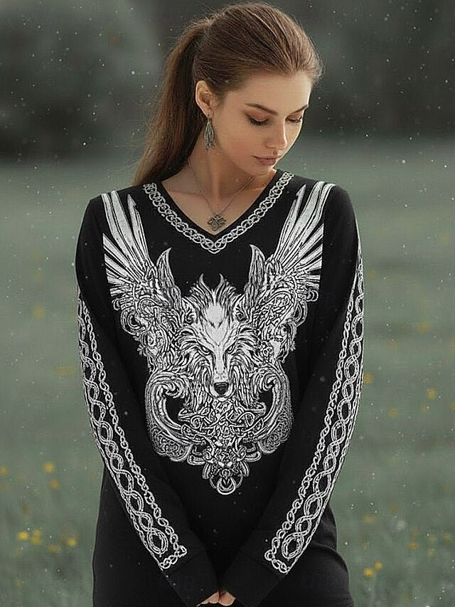 Women's Boho VIKING T Shirt Graphic Vintage Stylish Classic