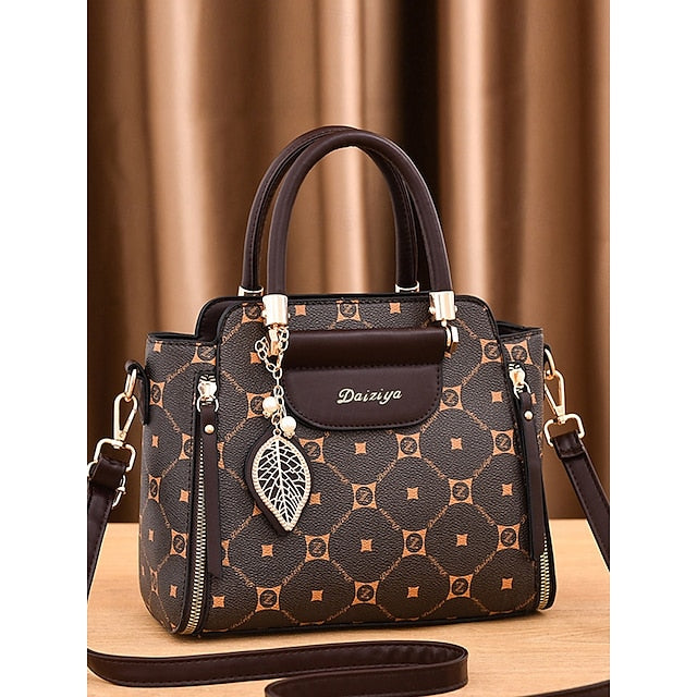 Faux Elegant Red Leather Women's with Accents and Handbag