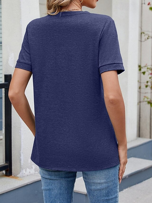 Women's T Shirt Tee Top Solid Color Fashion Classic Casual