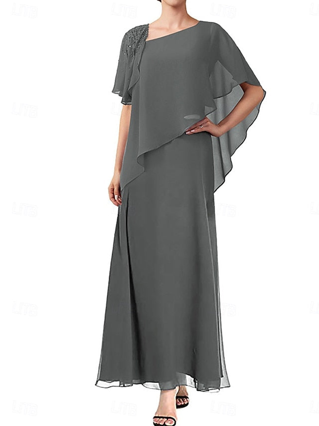 Square of the Elegant Simple Bride Neck Dress A-Line Mother