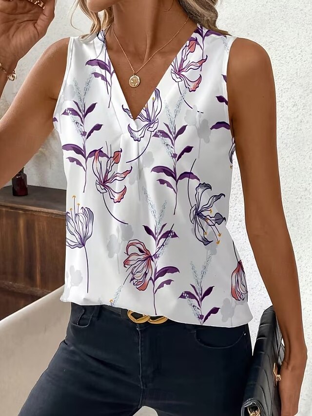 Women's Tank Top Floral Graphic Plants Elegant Vintage