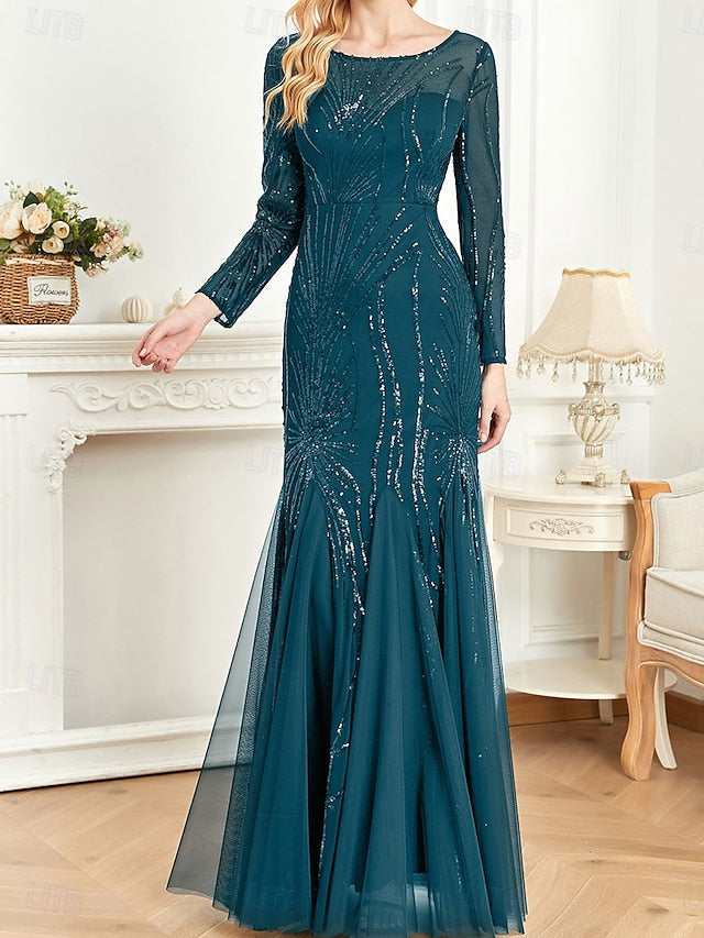 Mother Bride Neck Elegant the Crew of Party Floor Dress