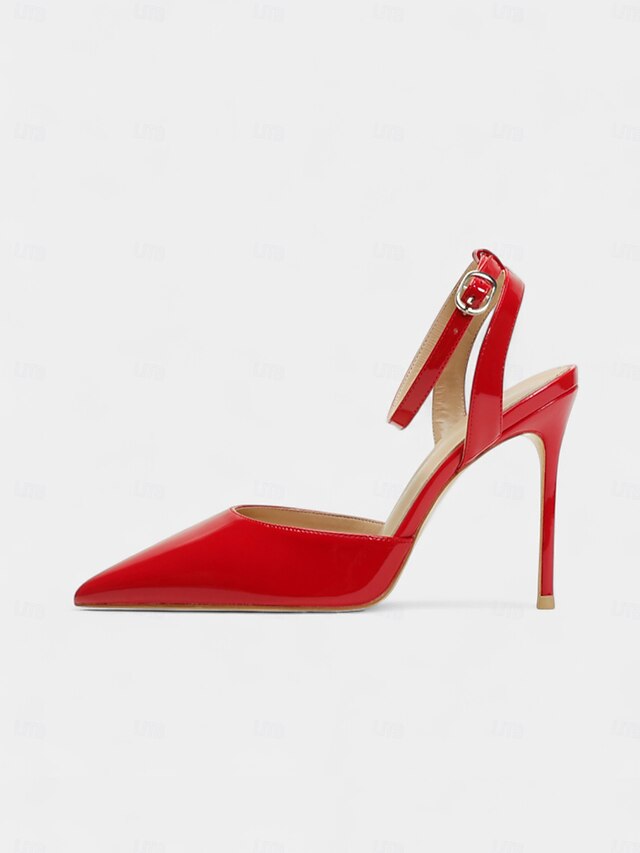 Stiletto Leather Heels Patent Nude Women's Slingback -