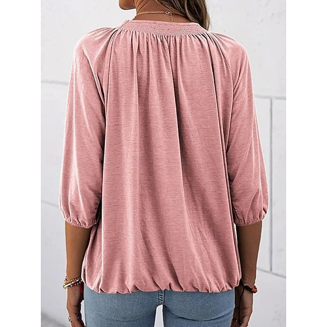 Women's T Shirt Plain Fashion Modern Casual 3/4 Length