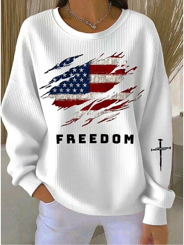Independence Day Patriotic Shirt Women's Textured Pullover