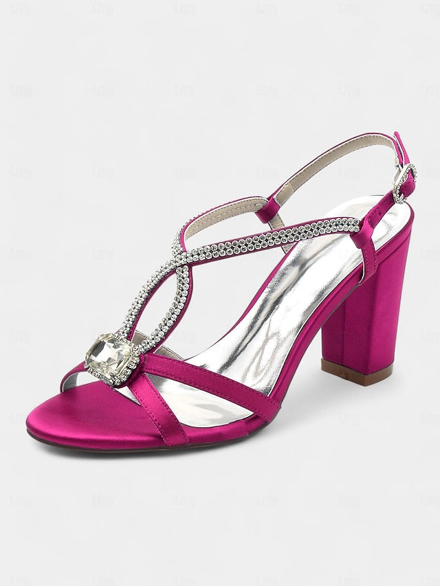 Elegant Sandals Women's Rhinestone Royal Blue Satin –