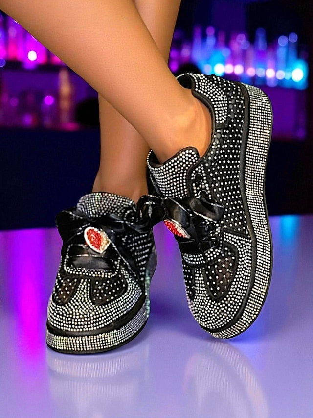 Sneakers Laces with Women's White Satin Ribbon Rhinestone