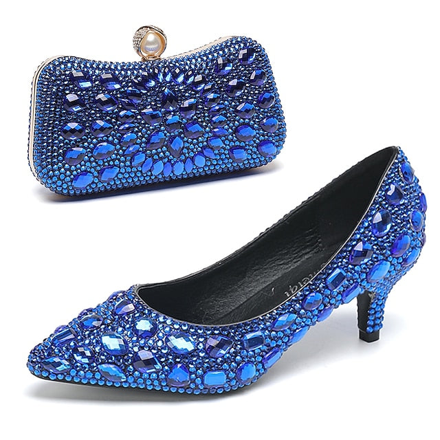Women's and Heel Kitten Crystal-Embellished Shoes Matching