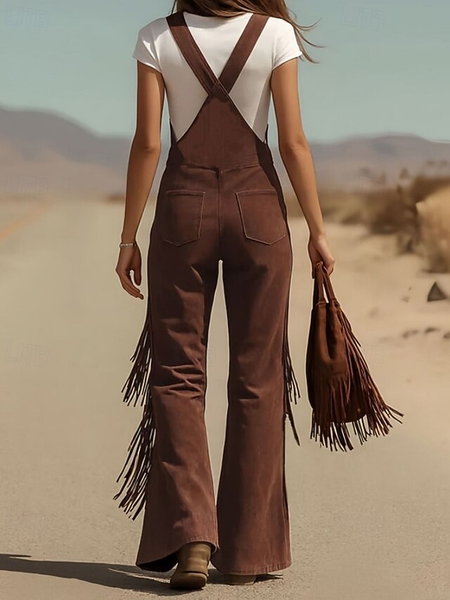 Women's Cargo Pants Wide Leg Bib Tights Overalls Fashion