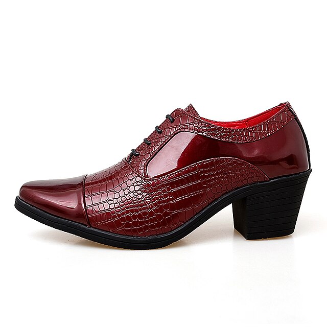 Crocodile Leather Oxford Faux Men's Black Patent Pattern