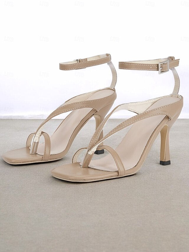 White Strappy Women's – Stiletto Sandals Elegant