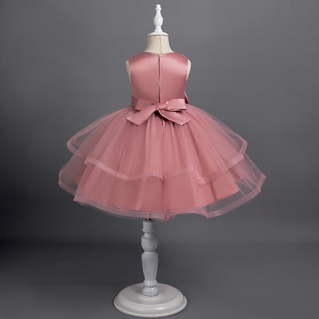 Sleeveless Girls' Color Dress Party Solid Toddler