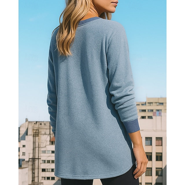 Women's Pullover Sweatshirt Casual Tops with Pockets Long