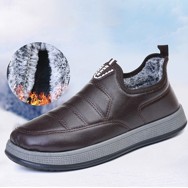 Loafers Boots PU Winter Slip-Ons lined Fleece Men's