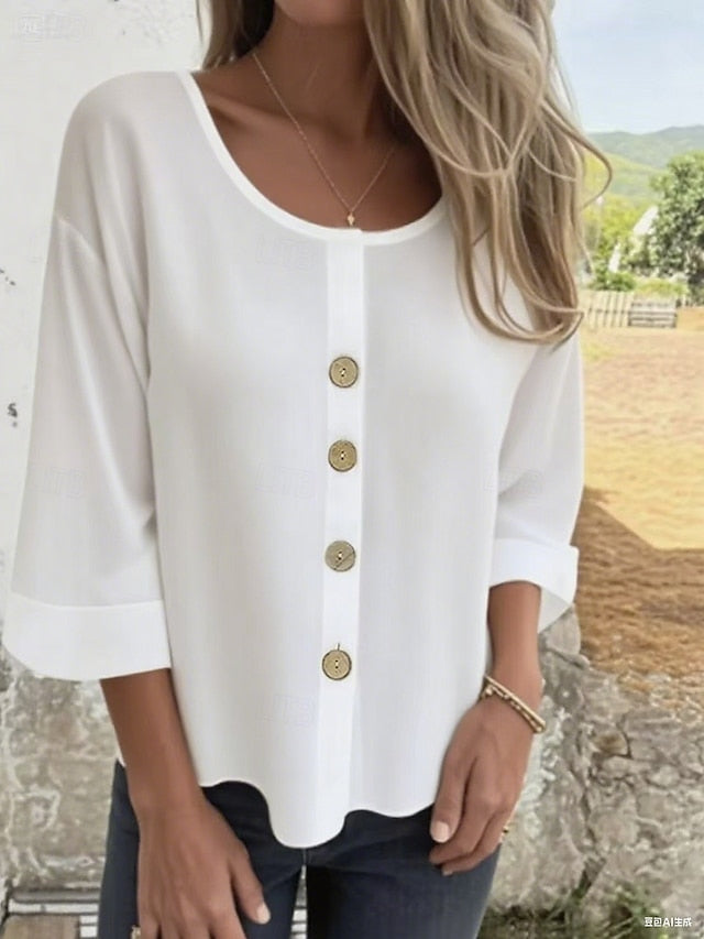 Women's Blouse Solid Color Elegant Stylish Casual Long