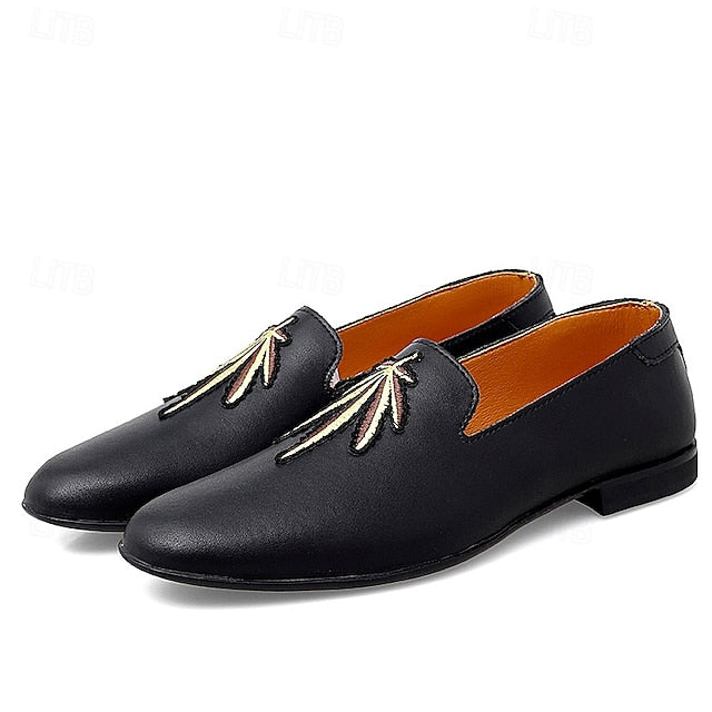 Faux Leather Loafers with Feather - Prom Men's White Shoes