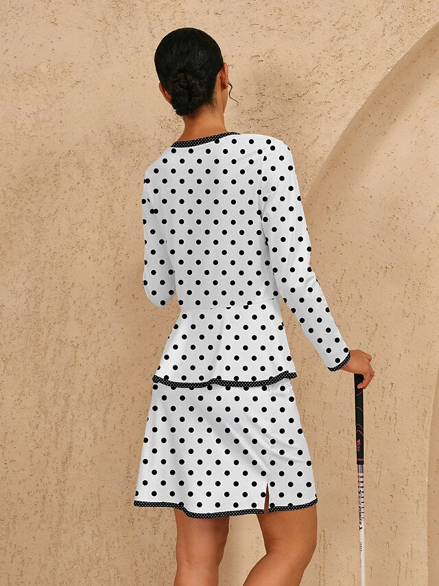 Women's Golf Polo Shirt White Long Sleeve Top Ladies Golf