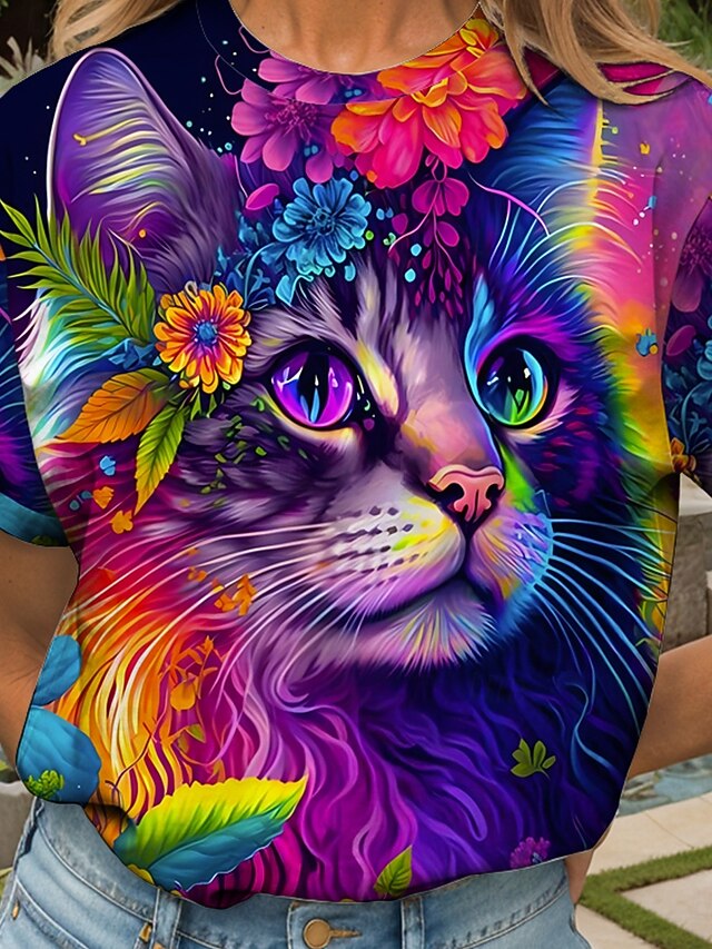 Women's T Shirt Floral Graphic Animal Vintage Stylish