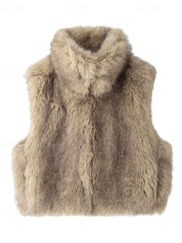 Coat Faux Leathers Fur Vest Furs Women's Comfortable