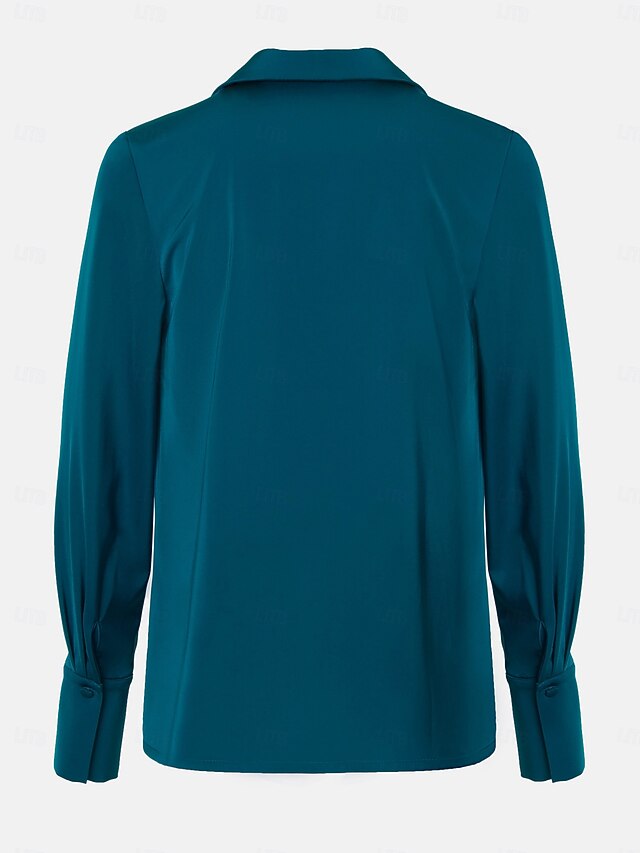 Women's Shirt Elegant Dressy Satin Top Solid Color Basic