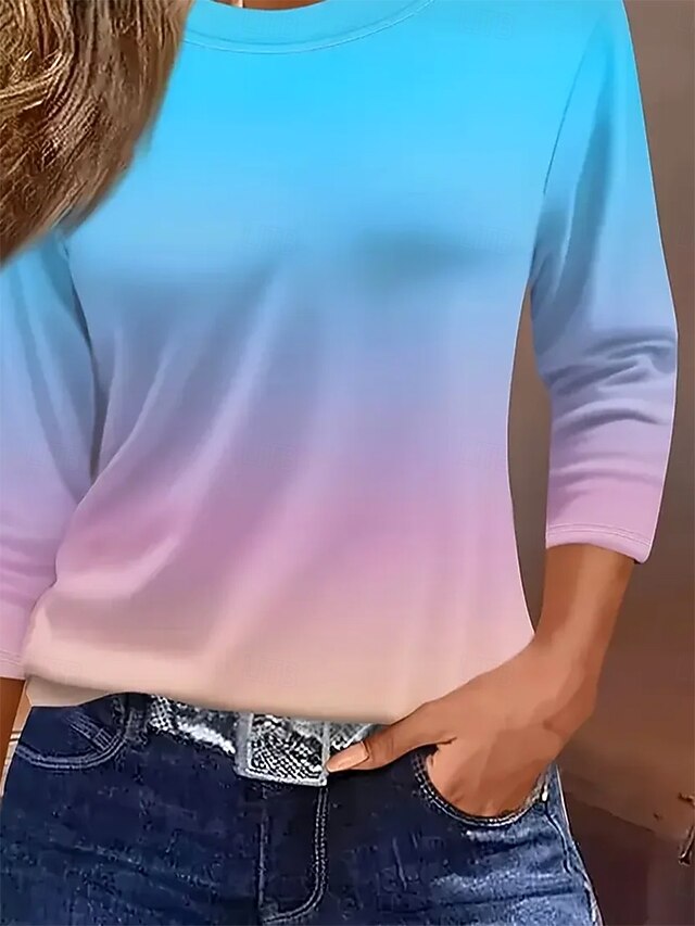 Women's T Shirt Print Ombre Graphic Gradient Vintage