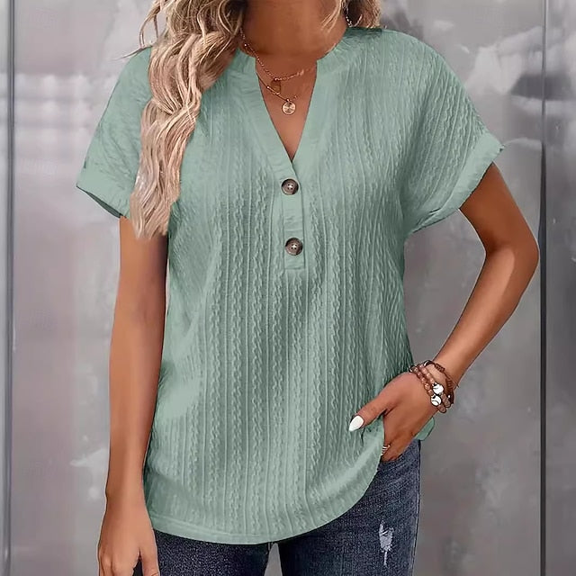 Women's Blouse Buttons Solid Color Stylish Classic Casual