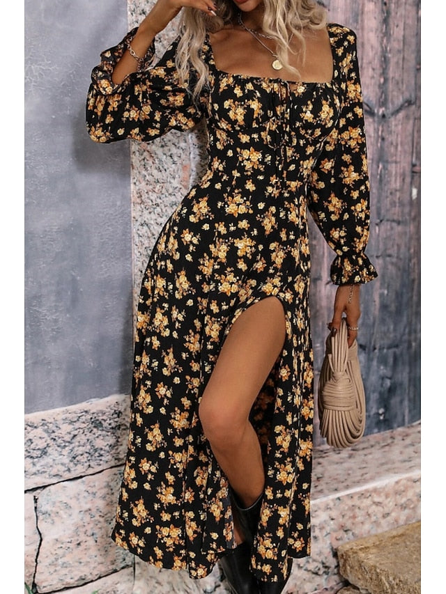 Women's Midi Dress Graduation Dress Floral Dress Fashion
