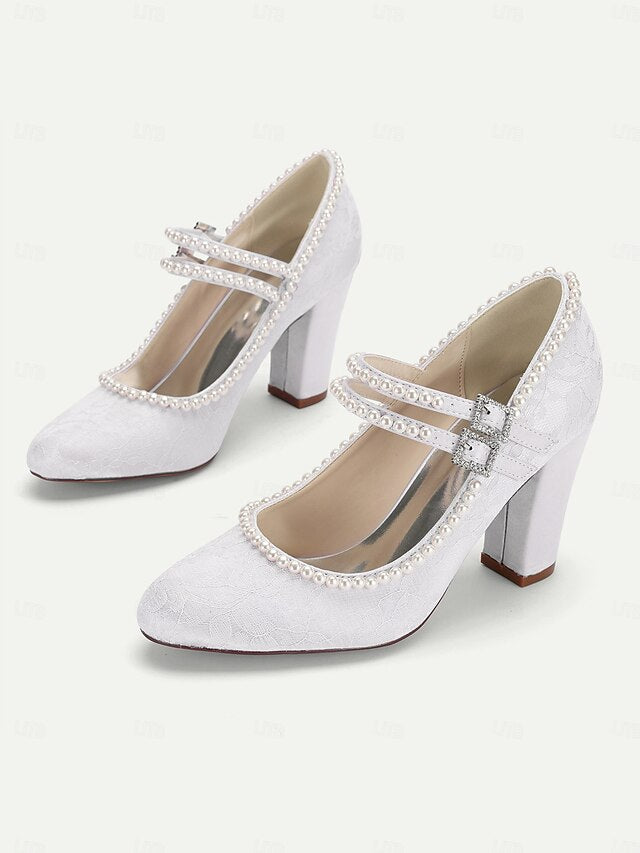 Pearl Lace Heels Women's Embellished - Jane Mary Purple