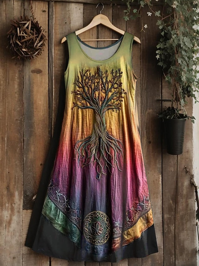Women's Vintage Viking Celtic Knot  Gradient Art Midi Dress