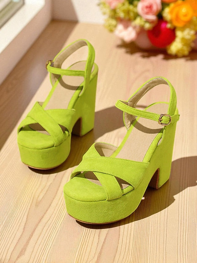 Sandals Ankle Pink Platform with Strap Hot Suede Women's -