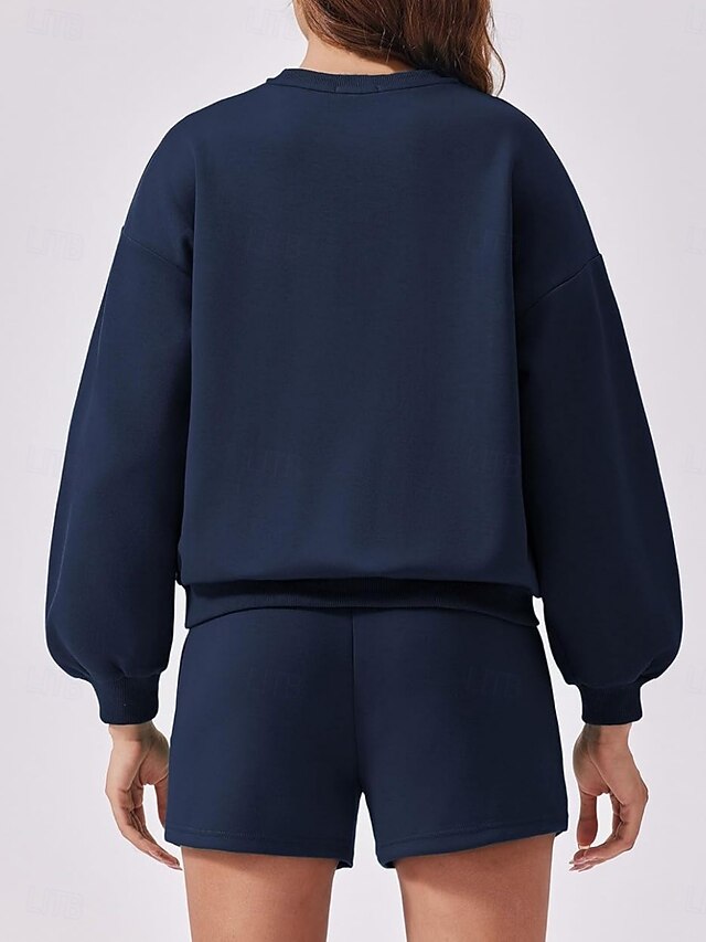 Women's Two Piece Sets Tracksuit Shorts Sets Long Sleeve