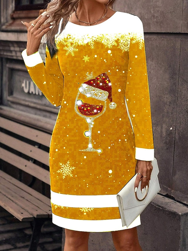 Christmas Women's Mini Dress T Shirt Dress Tee Dress Shift