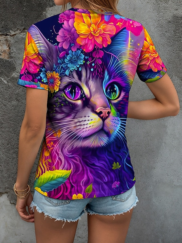 Women's T Shirt Floral Graphic Animal Vintage Stylish