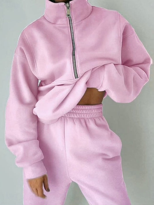 Women's Pants Sets Long Sleeve Turtleneck Plain Fashion