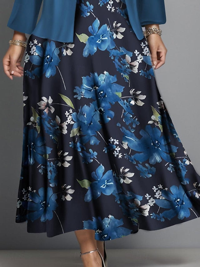 Women's Plus Size Midi Dress Dress Set Casual Dress Swing