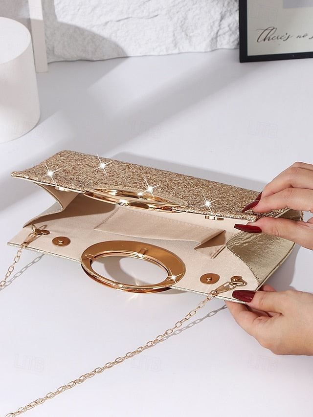 with Silver Women's Evening Clutch Bag Glitter Gold