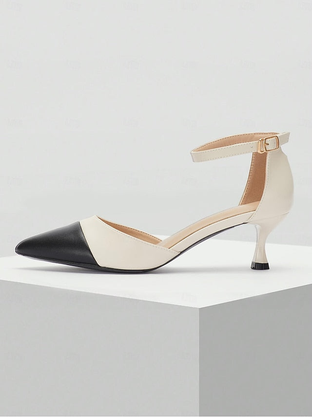 Kitten Heel Stylish Ankle Two-Tone Women's Toe Pointed