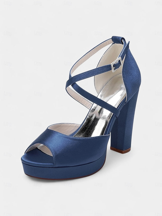 Satin High Heel and with Peep Women's Toe Platform Sandals
