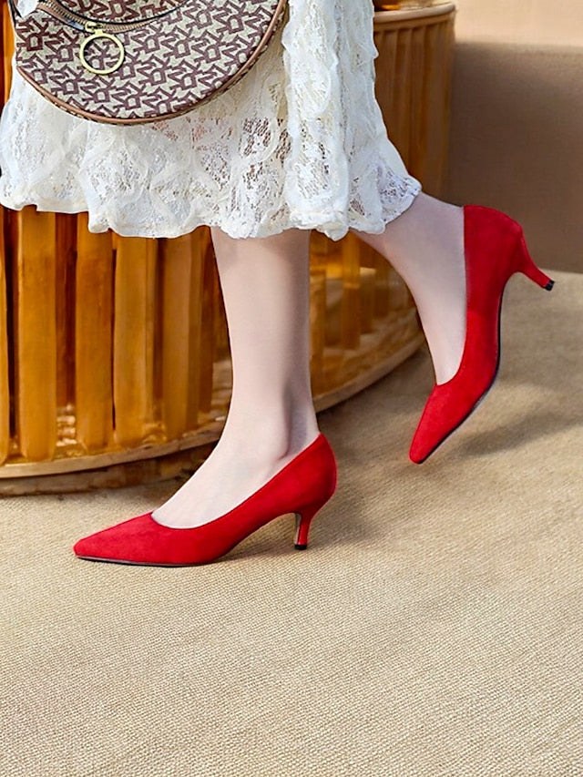 Emerald Pumps Women's with Green Suede Pointed-Toe Kitten