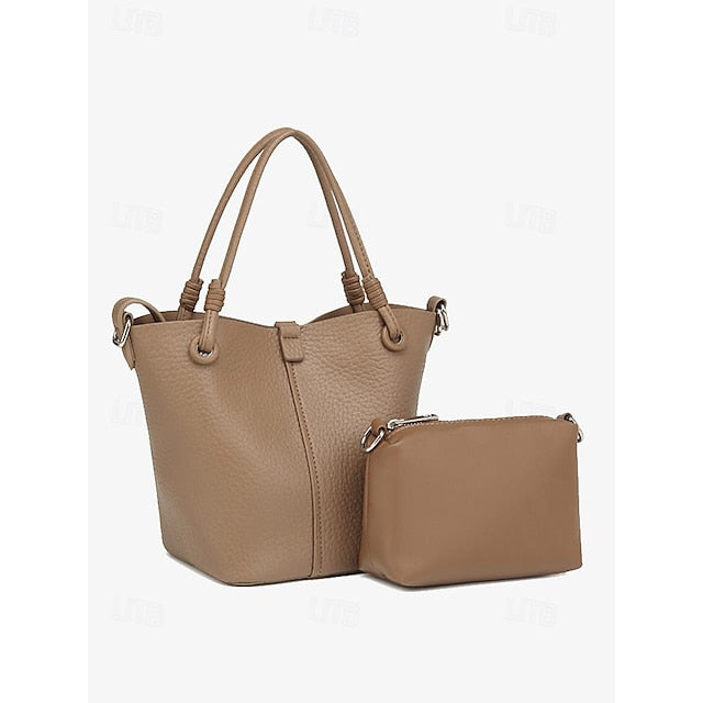 with Pouch Bucket Leather Stylish Bag – Women's Matching