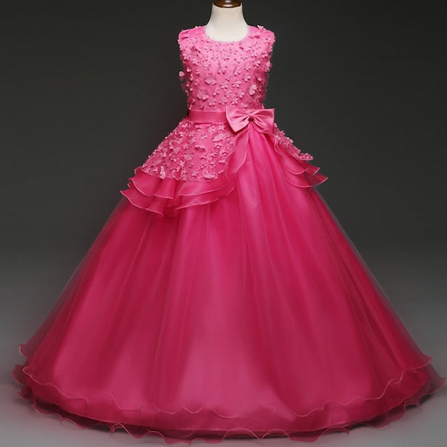 Colored Solid Flower Girl Kids Girls' Dress