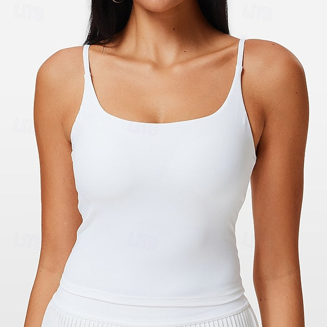 Women's Solid Colored Tank Top Build-in Bra UV Protection