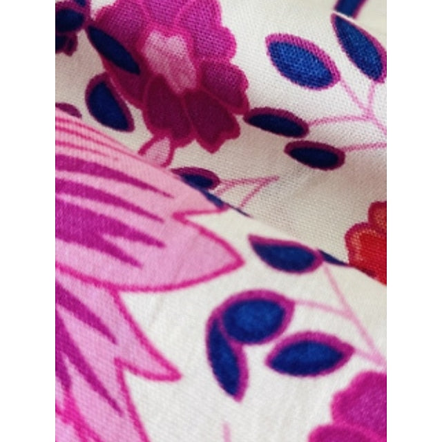 Women's Shirt Blouse Lace up Print Floral Bohemia Ethnic