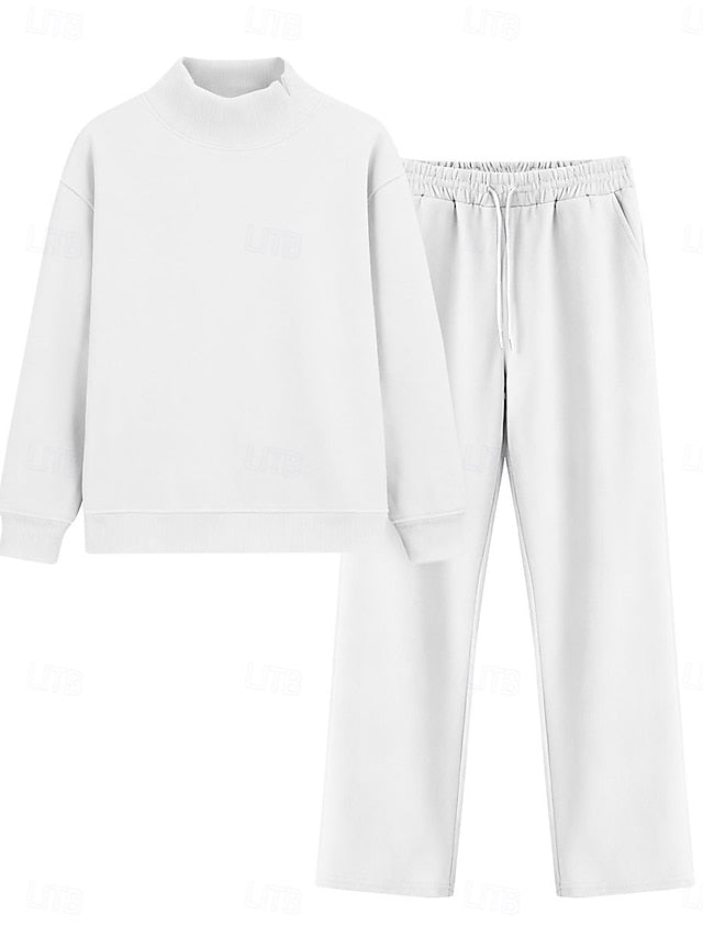 Women's Pants Sets Bolero Top Long Sleeve Turtleneck Plain