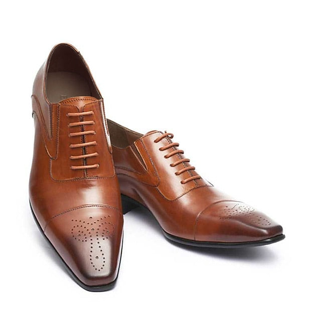 Cap Faux Men's Shoes Oxford Black - Leather Classic