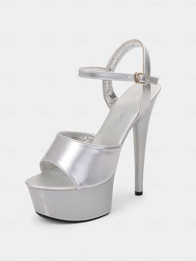 Sandals Peep - Patent Red Women Toe for Leather Platform