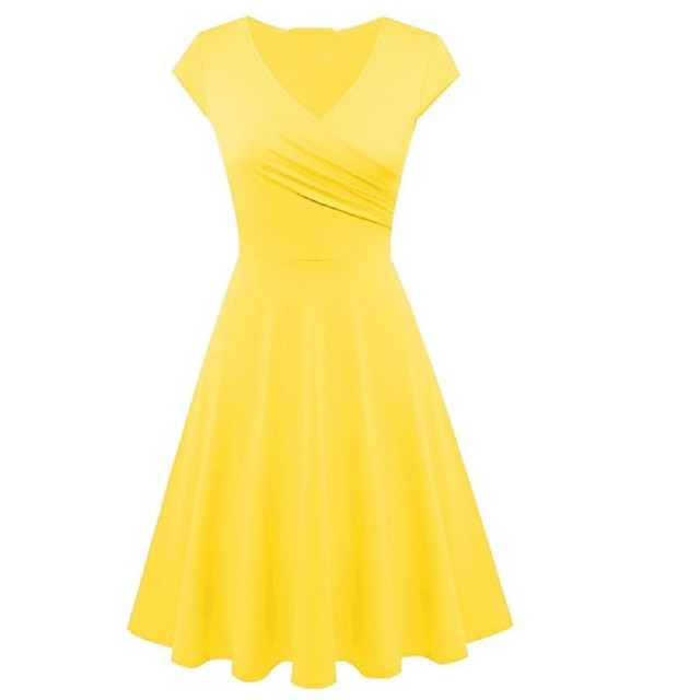 Women's A Line Dress Short Mini Dress Beige Short Sleeve